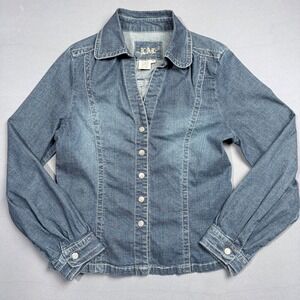 LAL Denim Button-Up Top Women's Medium Long Sleeve Blue Jean Shirt